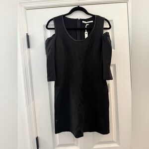 NWT JOHNATHAN SIMKHAI Wool Blend Black Cold Shoulder Mini Dress size Medium